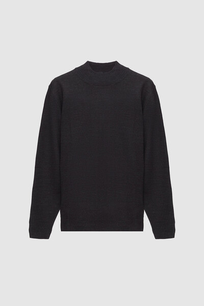 Ds Damat Regular Fit Anthracite Plain Knit Sweater