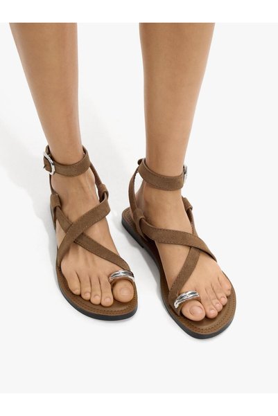 Women's Metallic Detailed Leather Sandals