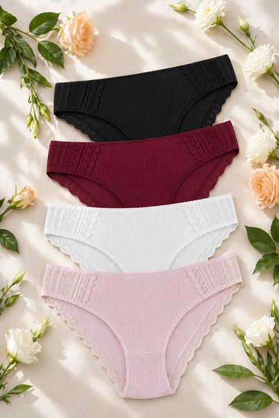 Women's 4-Piece Gathering High Waist Panties
