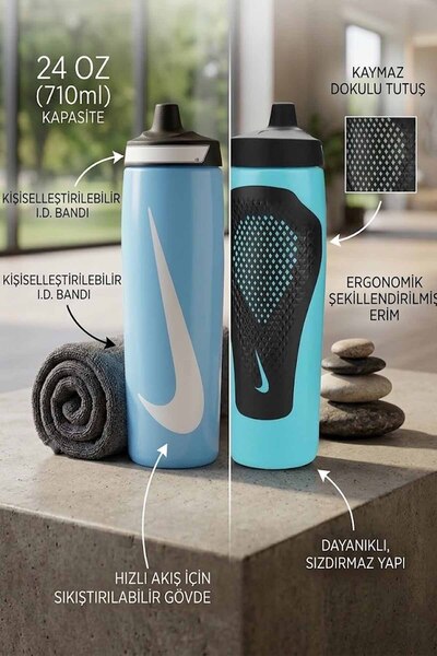 Шише за вода, спортско шише, сино шише, 24 oz шише, 710 ml шише, спортско шише што не протекува, шише за фитнес и училиште
