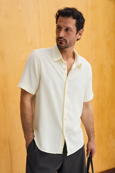 Lunas Men's 100% Organic Cotton Regular Fit Vanilla Shirt