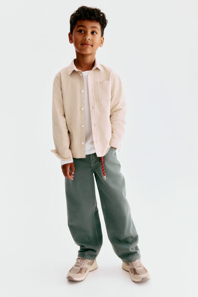 Barrel-Cut Gabardine Trousers