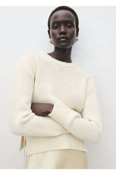 Slit Sweater with Tie Detail