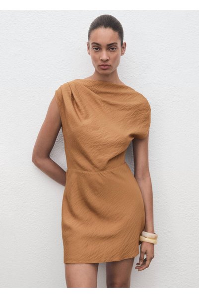 Draped asymmetrical long dress