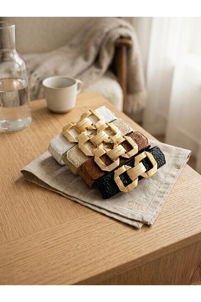 Elastic Belt with Metal Gold Buckle