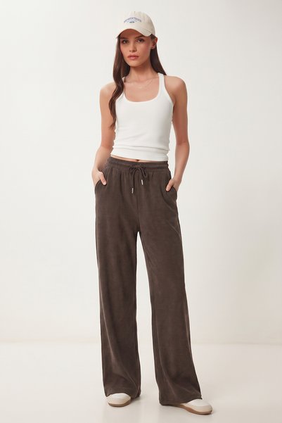 Pocketsed Ribbed Modal Sweatpants Lub0331 Brown
