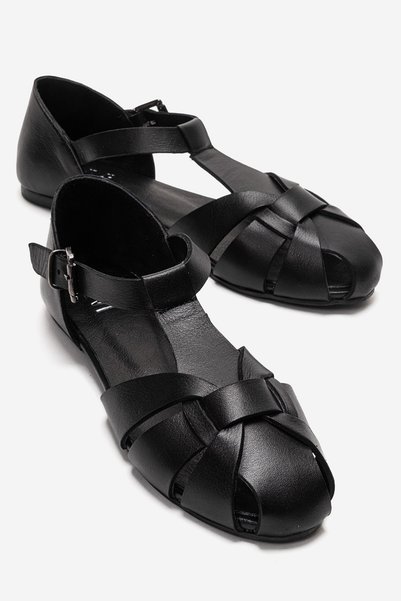 Alina Black Skin Genuine Leather Women's Sandals