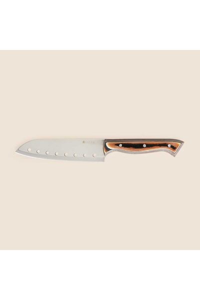 Kitchen Perforated Santoku Chef's Knife - Brown - 28 cm
