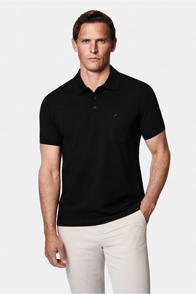 Regular Fit Buttoned Polo Collar Embroidered Pocket 100% Mercerized Cotton T-Shirt