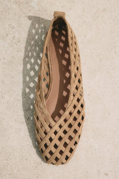 Knitted Look Leather Ballerinas
