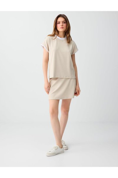 Stone Comfortable Cut High Waist Elastic Waist Knitted Mini Skirt