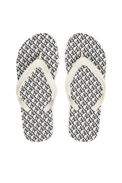 White - Navy Blue Women's Beach Slippers Xdq010