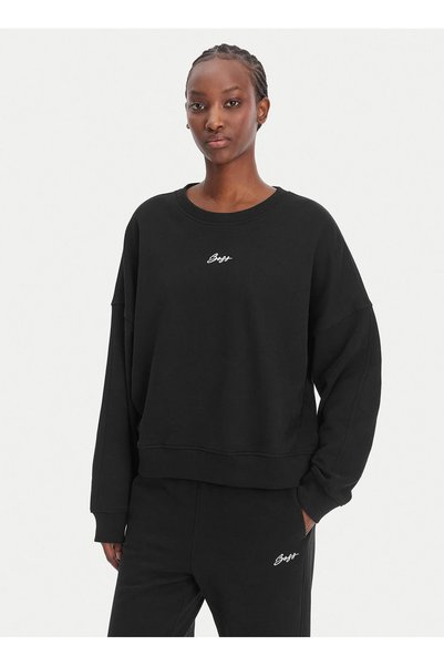 Black Women's Cycling Oversize Logo Printed Sweatshirt 50554711