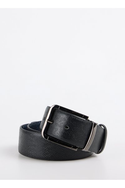 Black Men's Belt Fbk 013 4cm Double Black-Navy