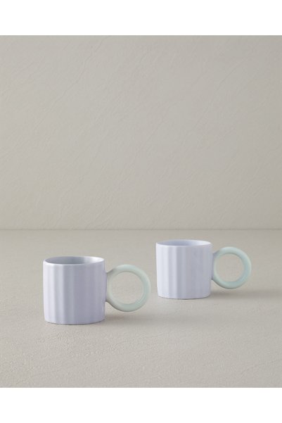 Angled New Bone China 2 Piece Coffee Cup Set for 2 People 90 ml Lilac