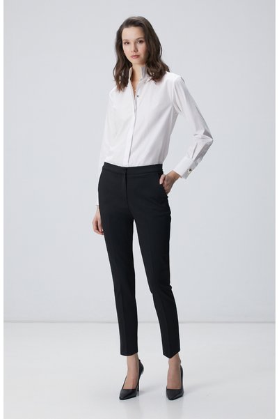 Black Belted Trousers with Rubber Detail