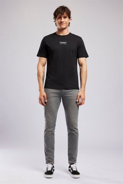 Wilder Men's Regular Fit 100% Cotton Printed Crew Neck T-Shirt Black