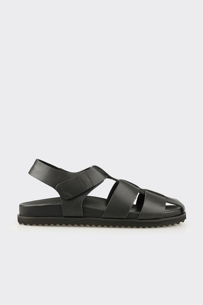 Black Leather Men's Sandals