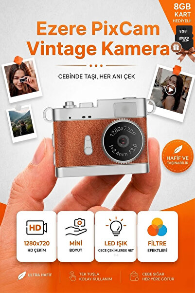 Ezere PixCam винтиџ пренослива мини дигитална камера за селфи видео влог камера мини