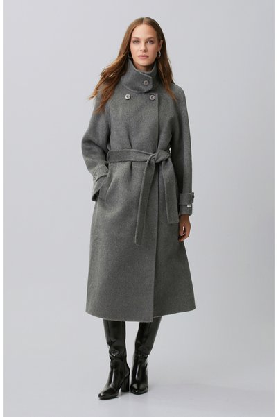 Limited Gray Melange Cashmere Wool Blend Coat