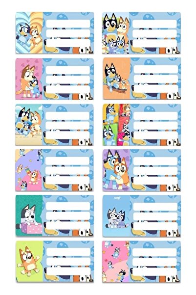 Bluey персонализирана училишна налепница-12 парчиња
