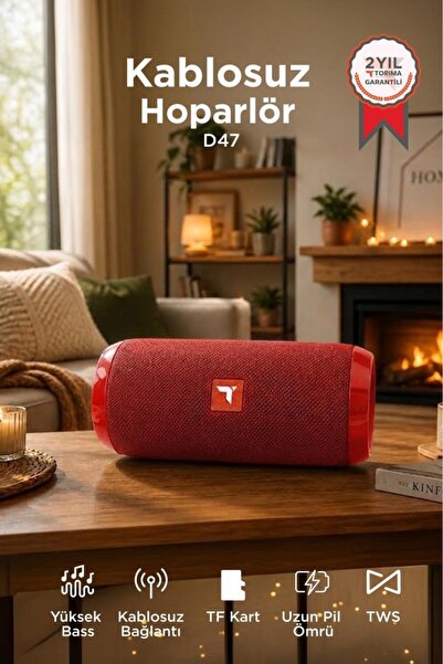 Bluetooth звучник безжичен пренослив Sound Bomb TWS USB TF D47 црвен