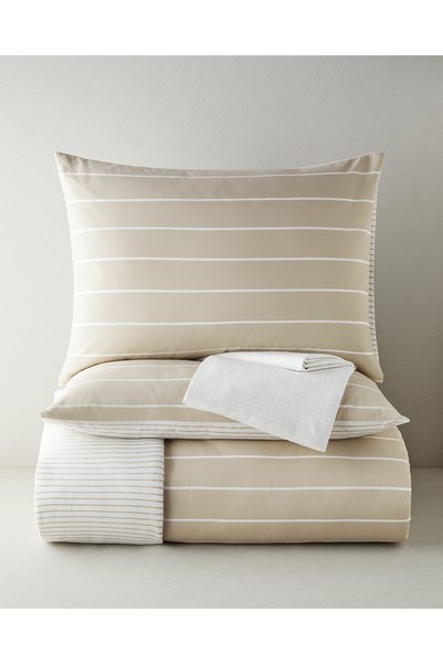 Timeless Line Easy-Iron Bed Sheet Double Duvet Cover Set 200x220 cm Beige