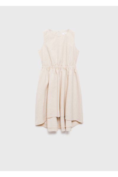 Wrinkled detailed linen dress