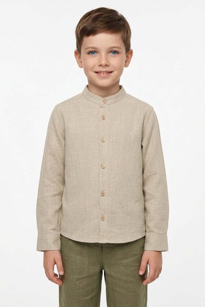 100% Cotton Linen Look Boys' Shirt