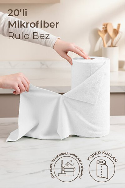20 Pack White Roll Lavine Multi-Purpose 100% Microfiber Cleaning Cloth 25X32 Large Size Use for Cleaning