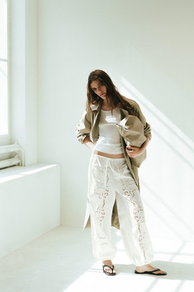 Embroidered and Balloon-Legged Trousers