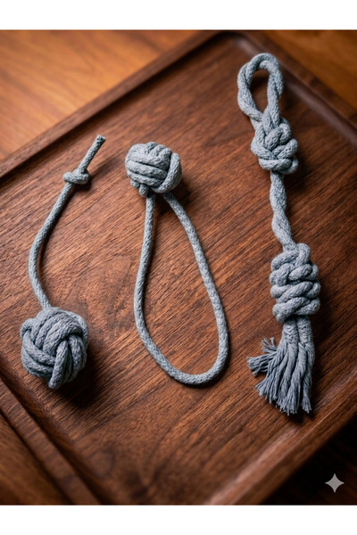 Сет памучни плетени играчки за џвакање и грицкање за кучиња/мачки - серија со 3 јажиња