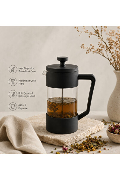 Revna French Press 420 ml апарат за чај и кафе | боросиликатно стакло | филтер од нерѓосувачки челик