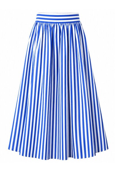 Blue and White Striped Skirt - 261107