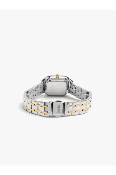 Women's Stainless Steel Band Rectangular Two Tone Watch