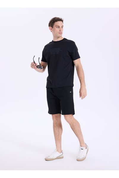 Black Men's Sweat Shorts M6Sm-Srt1115