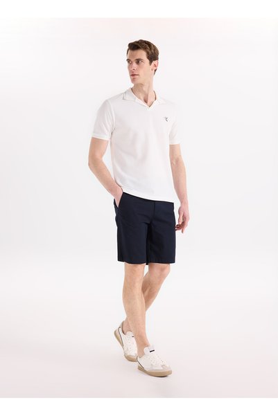Navy Blue Men's Slim Fit Bermuda Shorts F6Sm-Sht 2502