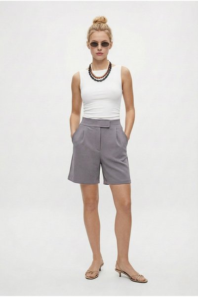Line Women's Lycra Velcro Gray Shorts