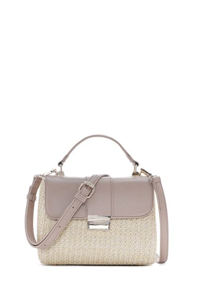 Women's Cream Long Strap Straw Handbag 26Sbd2708M7