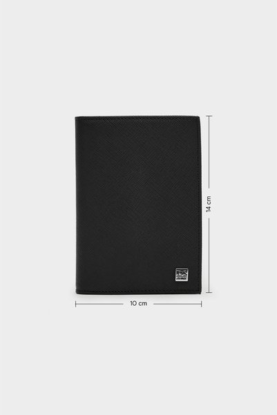 Ds Damat Black 100% Genuine Leather Passport Holder Wallet