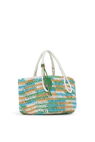 Knitted Tote Bag with Palm Tree Charm