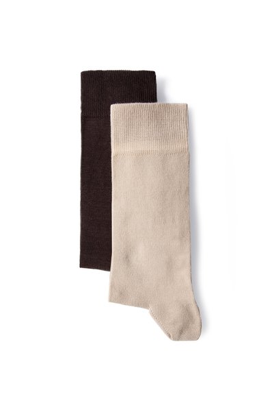 Set of 2 Cotton Stretch Fabric Flexible Plain Socks