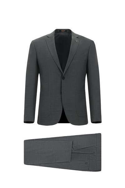 7 Drop Super Slim Fit Extra Narrow Cut Patterned Sports Wool Suit