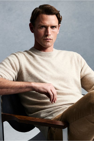 Crew Neck Regular Fit Wool Cashmere Italian Knit Sweater