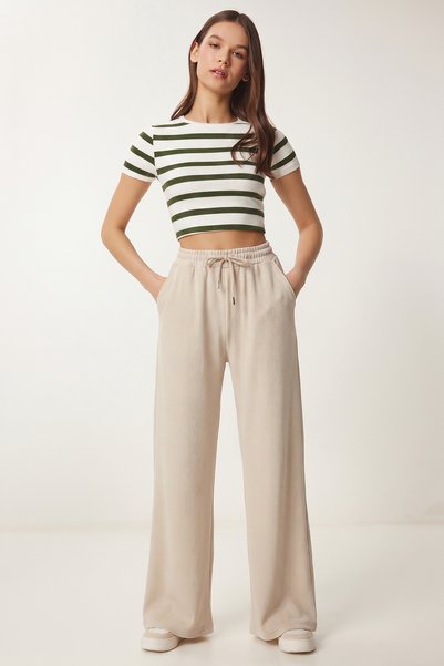 Pocketsed Ribbed Modal Sweatpants Lub0331 Stone