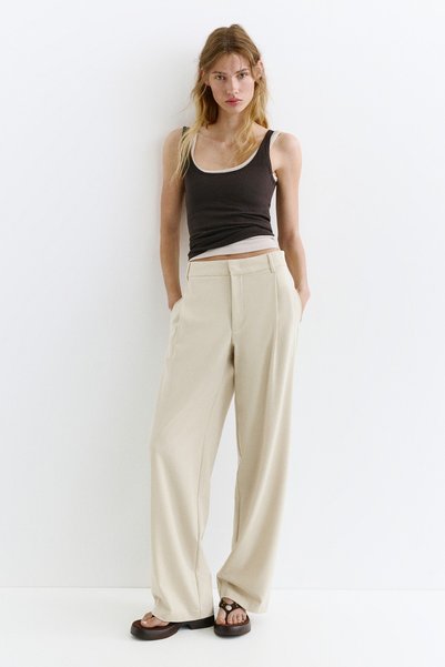 Fabric trousers with darts