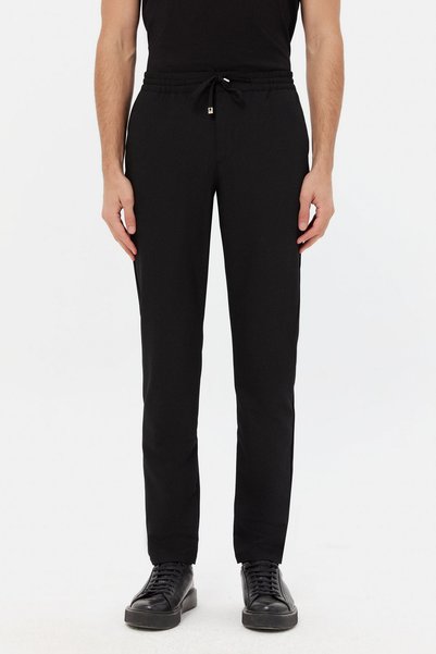 Ds Damat Relaxed Fit (No Pile) Black Dobby Jogger Pants