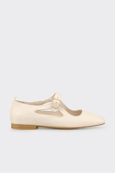 Beige Leather Women's Casual Shoes