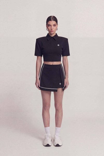 Slit Pocketed Mini Brandi Shorts Skirt Black