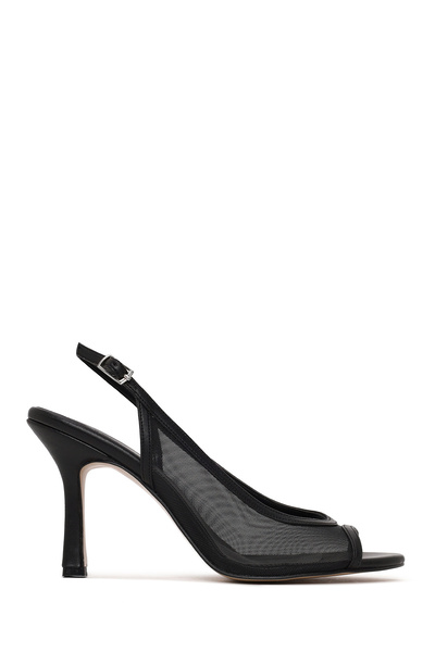 Women's Black Open-Back Thin Heeled Shoes 26Sfe39226F